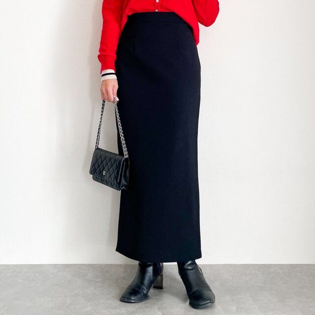 しまむら カットツイルナロースカート ブラック