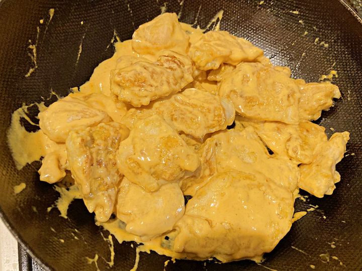 余熱で卵黄に火を通す