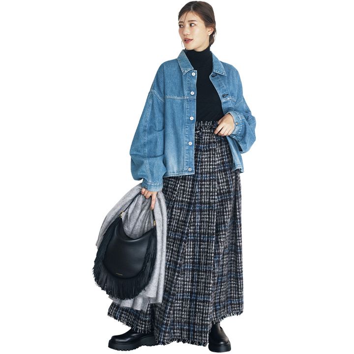 ビッグシルエットのGジャンは冬の軽アウターとしても活躍