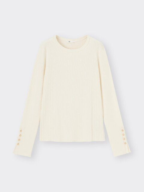 GUのリブボタンスリーブセーター