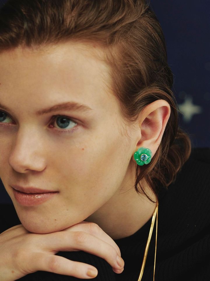 ピアス（K14YG×クリソプレーズ×トパーズ）￥638,000