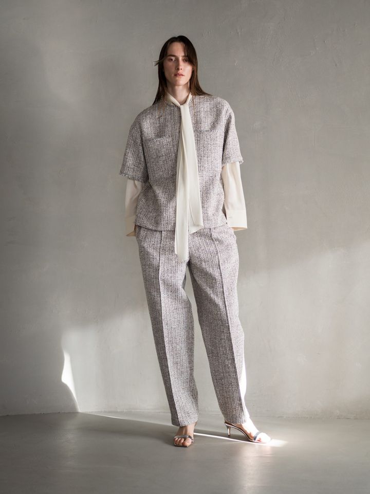 ebureのポリエステルコットンツイード