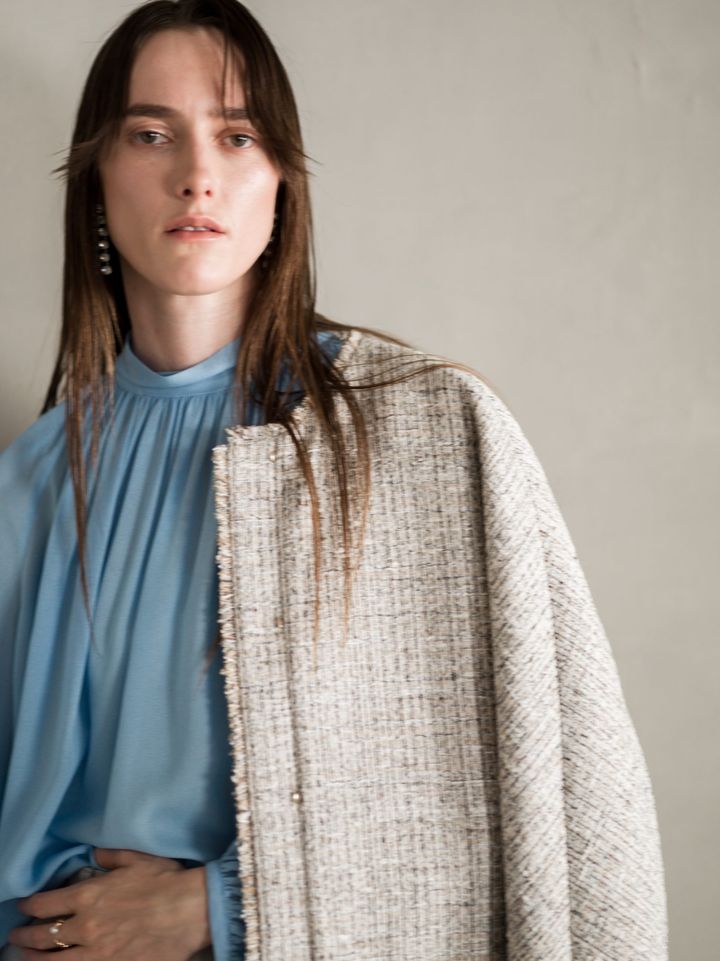 ebureのポリエステルコットンツイード