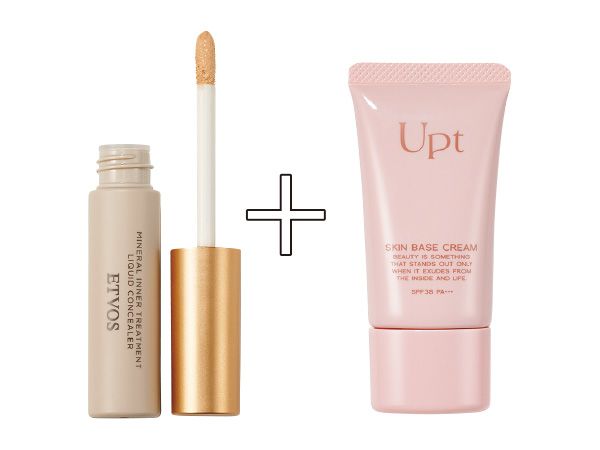 【左】エトヴォス ミネラルインナー トリートメント リキッドコンシーラー 【右】ウプト スキンベース クリーム