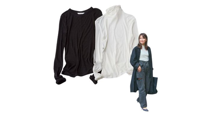 H＆Mの黒と白のシアートップス