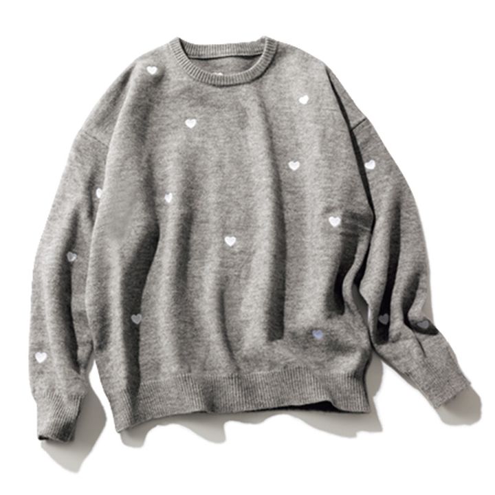 エルフランクのハート柄のグレーニット