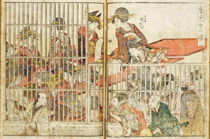 十返舎一九著、喜多川歌麿画『青楼絵抄年中行事』上之巻（版元：上総屋忠助）1804年。