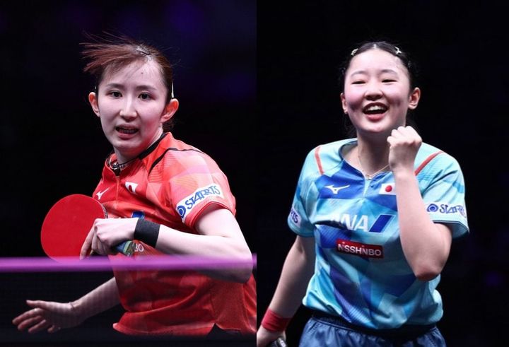 早田ひな、張本美和（C）WTT
