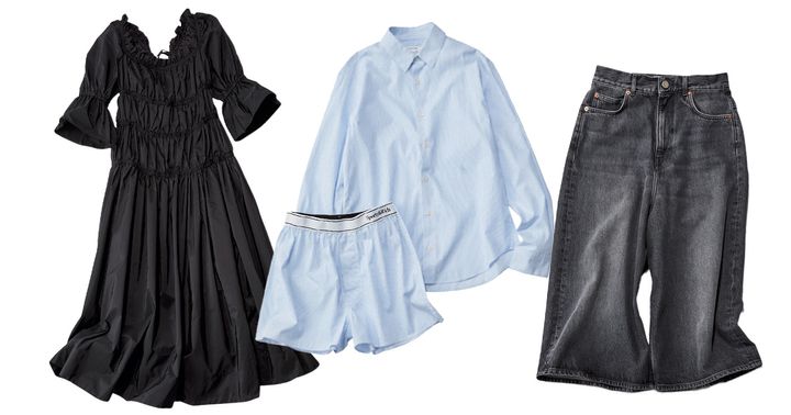 注目ブランドの黒ワンピ、シャツ＆ショートパンツのセットアップ、デニム