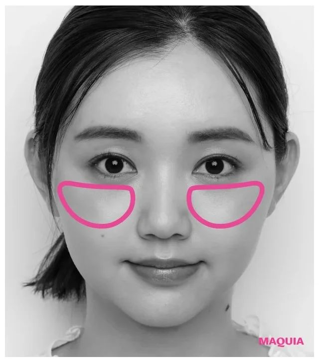 高めチークでほうれい線を目くらまし