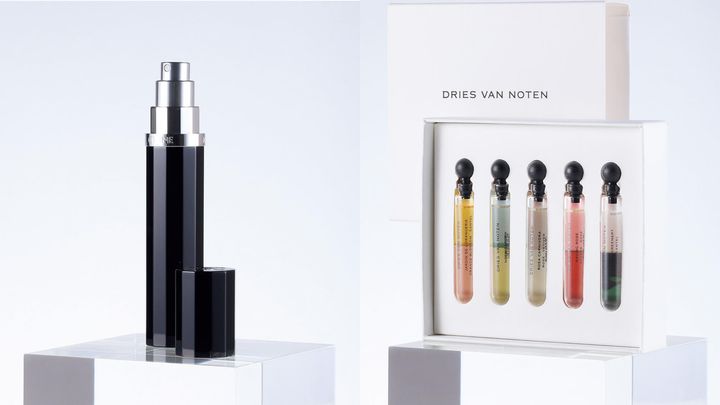 〈CELINE〉ブラック トラベルスプレー＆リフィル オードパルファム、〈DRIES VAN NOTEN〉ディスカバリーセット シェネガ セレクション