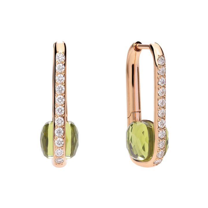 「イゾラ」 イヤリング RG×ペリドット×ダイヤモンド ￥1,210,000／POMELLATO