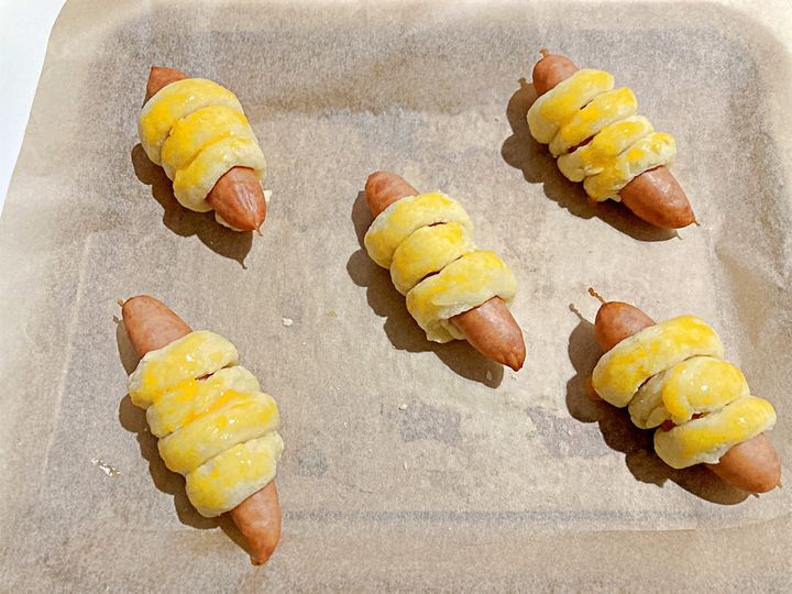 卵を塗った生地