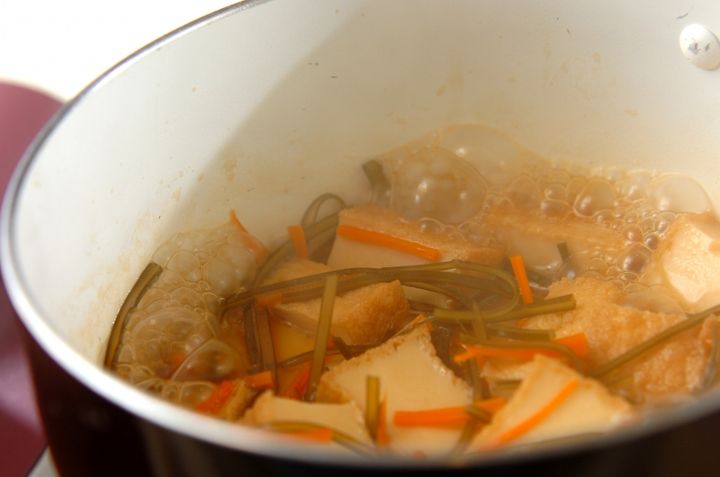 昆布と厚揚げの煮物の作り方2