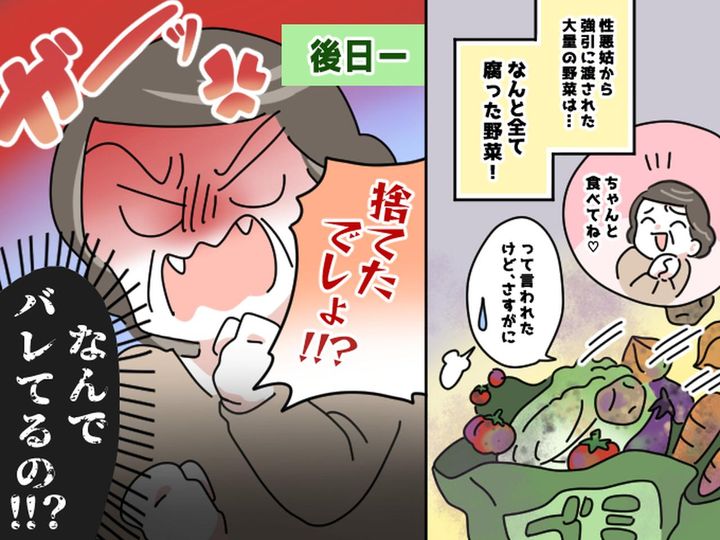 画像: 性悪姑「絶対に食べてね♡」強引に渡される【大量の腐った野菜】→ 内緒で捨てたのに、なぜバレた！？