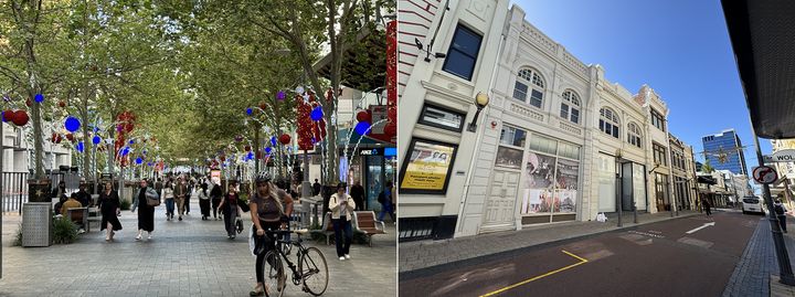 左：賑やかなマレーストリート 右：マレーストリートからヘイストリートに抜ける小路