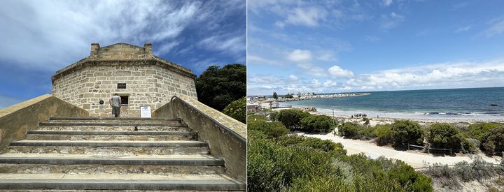 左：ラウンドハウス 右：ラウンドハウスからは美しい海岸線を一望