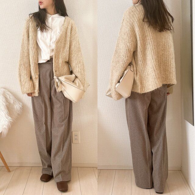 ゆるカーデも可愛くまとまる