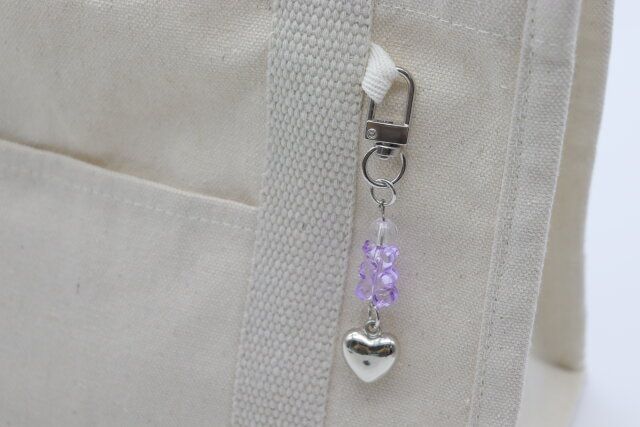 ダイソー 5046 スマホチャーム（ベアハート、2P） バッグチャーム