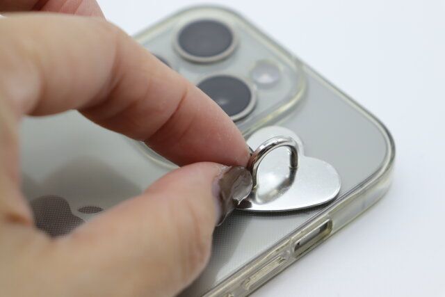 ダイソー 5046 スマホチャーム（ベアハート、2P） 本体パーツ 貼り付ける