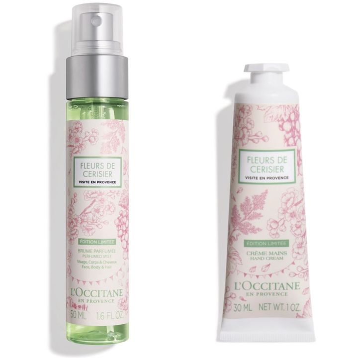 〈左から〉ホワイトマスカットチェリーブロッサム ミスト 50ml ￥3,410 ホワイトマスカットチェリーブロッサム ハンドクリーム 30ml ￥1,870（ともに2月5日より限定発売）