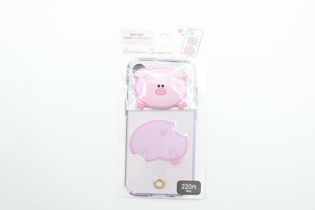 ダイソーの5050 スマホ貼り付けパーツ（ブタさん、2P）のパッケージ