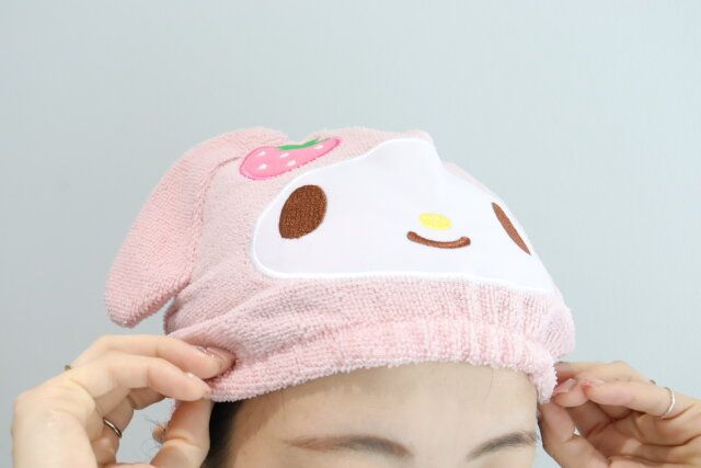 ダイソーの可愛いパイルヘアキャップ（マイメロディ）