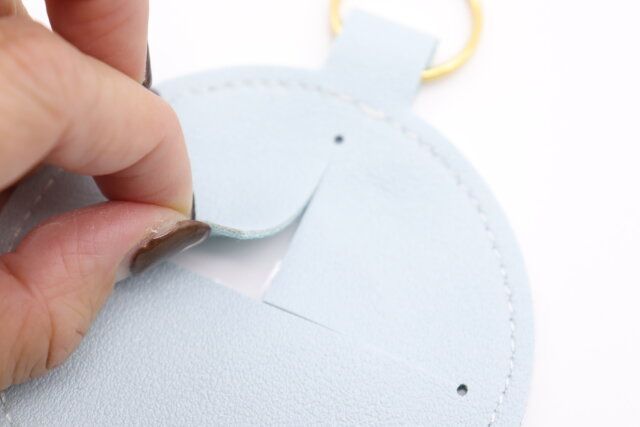 ダイソー 合皮キーホルダー（丸、ブルー、イエロー、グリーン） 作り