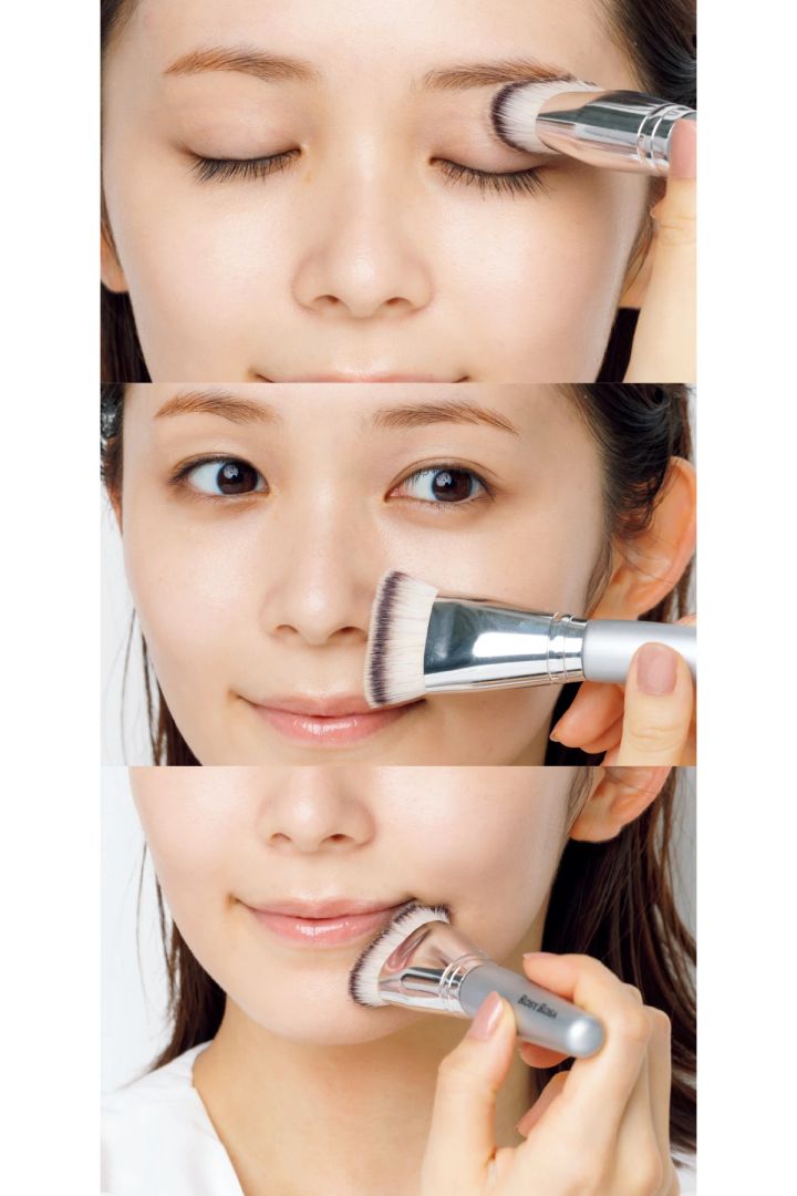密着度の高いファンデは半顔ずつ