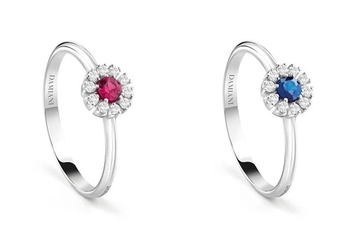 「マルゲリータ」リング 左（WG×ルビー×ダイヤモンド）￥212,300 右（WG×ダイヤモンド×サファイア）￥212,300