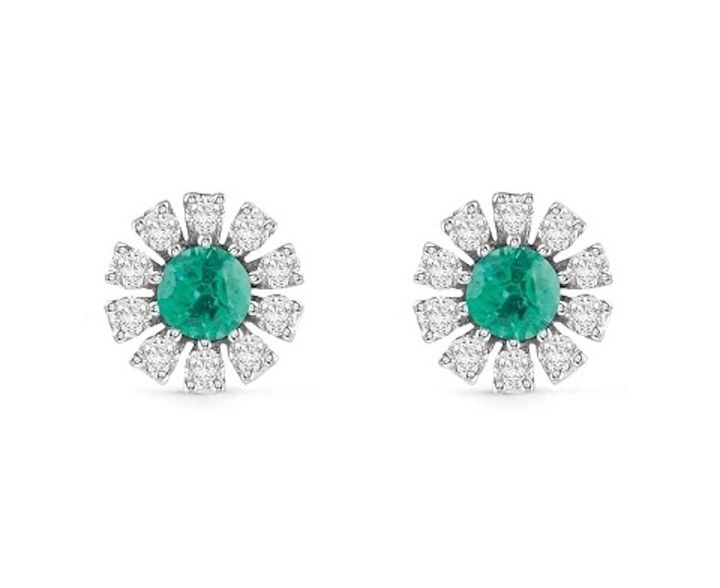 「マルゲリータ」ピアス （WG×ダイヤモンド×エメラルド）￥393,800