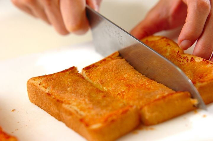 明太トーストの作り方2