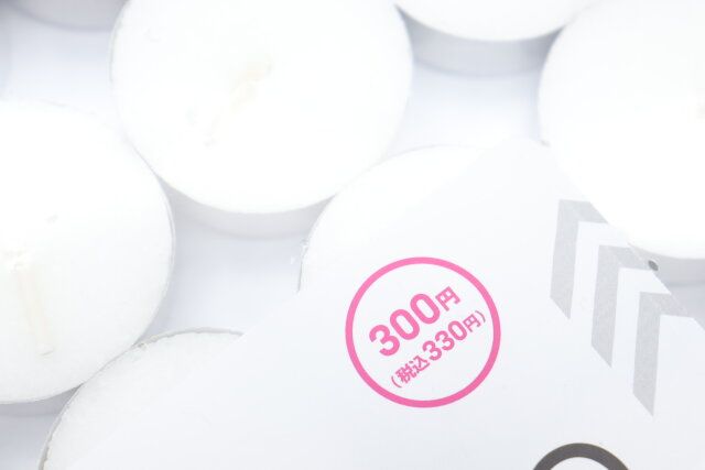 キャンドル（ホワイティー、50個） 値札