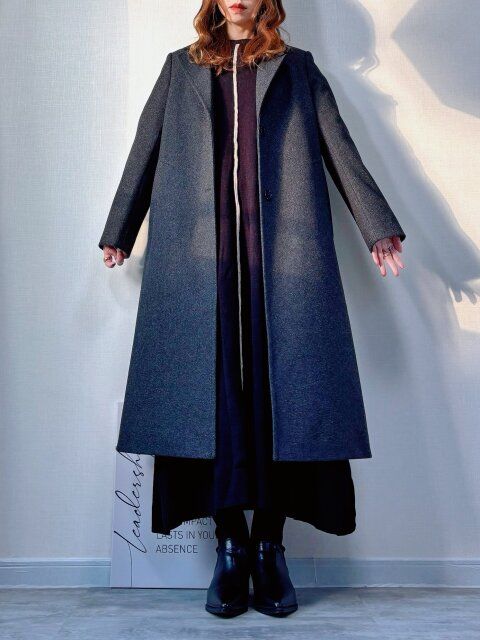 GU コージーメルトンテーラードコート DARK GRAY 着用