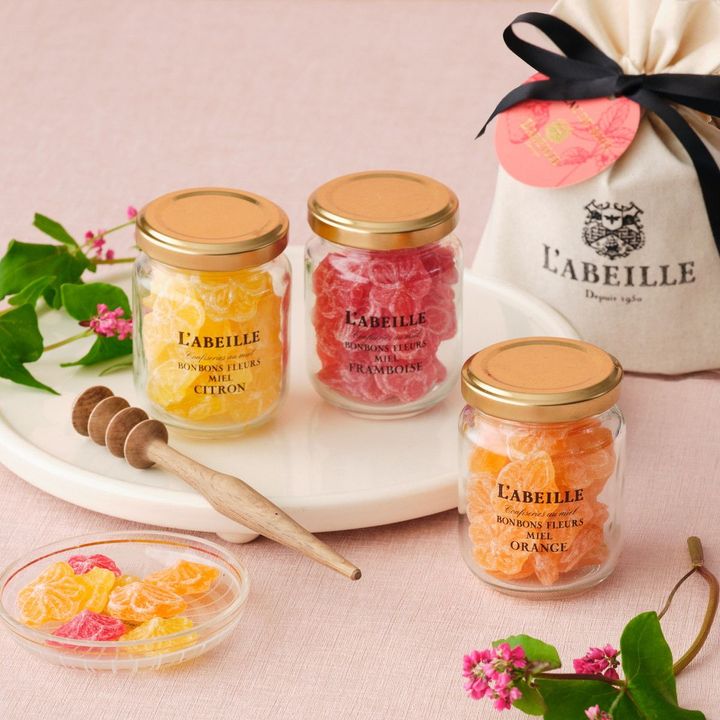ボンボンフルール ミエル（レモン、ラズベリー、オレンジ）各52g ￥1,296