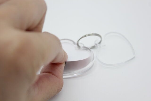 ネームキーホルダー クリア ハート 2P 台紙