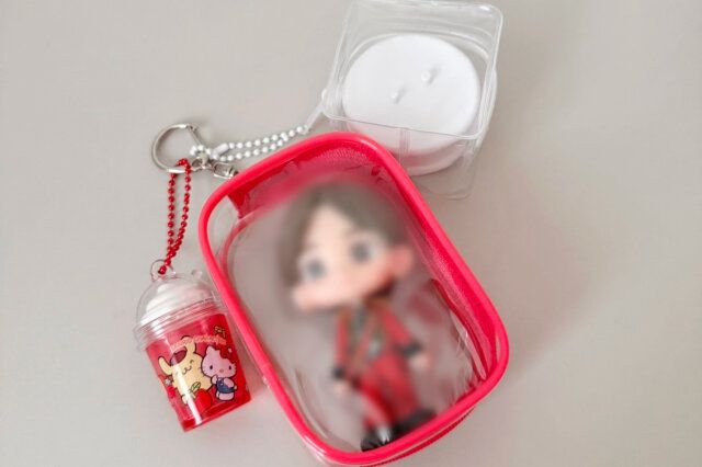 セリア 推し活ポーチSサイズ ぷちっとマスコットポーチ フラッペキーホルダー