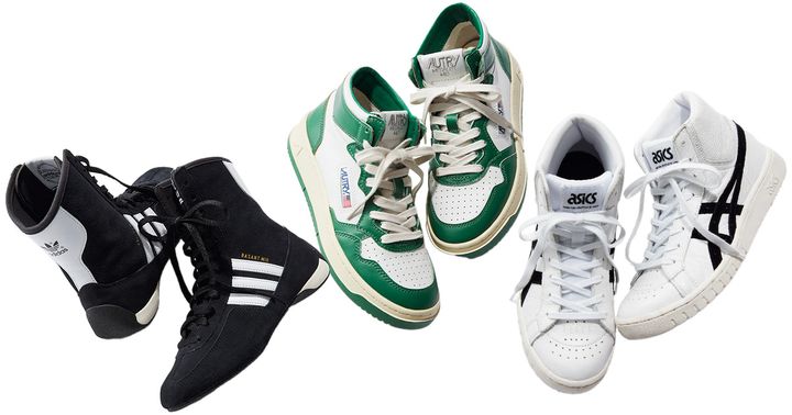 アディダス、オートリー、アシックスのハイカットスニーカー