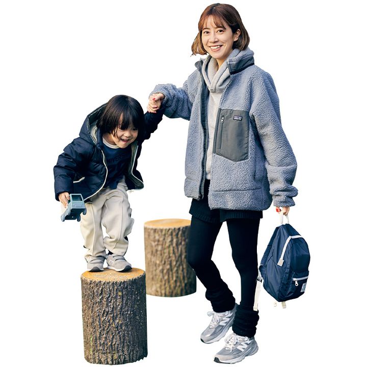 公園でも動きやすいボアブルゾンが重宝