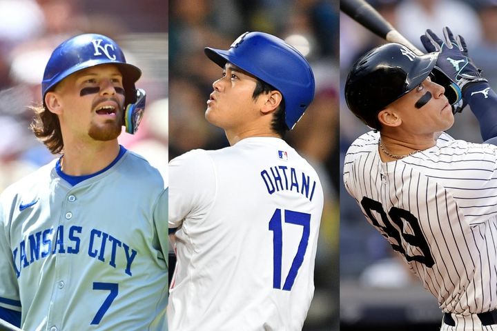 左からボビー・ウィットJr.、大谷翔平、アーロン・ジャッジ（C）Getty Images