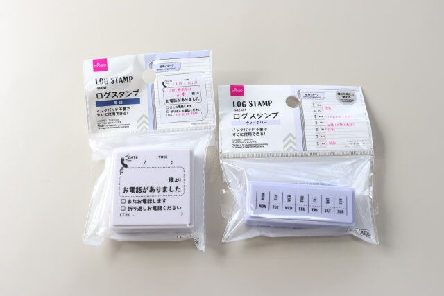 ダイソーのログスタンプ（電話）とログスタンプ（ウィークリー）のパッケージ