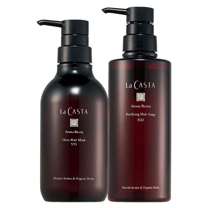 ハリなしの直毛 ヘアケア ラ·カスタ アロマ リヴァイタ ピュリファイング ヘアソープ ND、同グロウ ヘアマスク VO