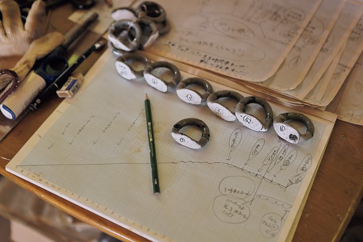 陶芸家・小野象平が描いた窯の温度を記した設計図