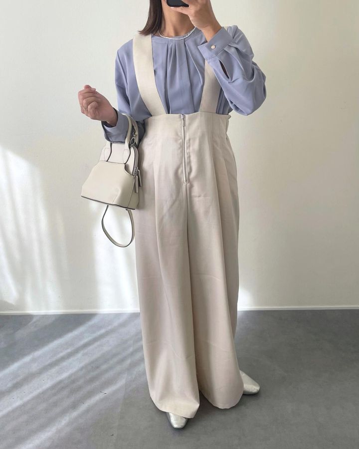 画像: アイボリーサロペの春コーデ④