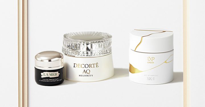 ラ・メールのアイクリームとコスメデコルテのクレンジングクリームとエスケーツーの金継ぎクリーム