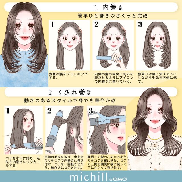 前髪なしさん向けの巻き髪 内巻き くびれ巻き