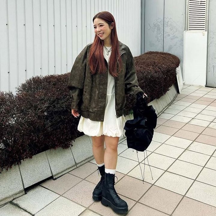 【SNAP】グラデーション加工のレザーアウターでこなれ感を！ まりもさん