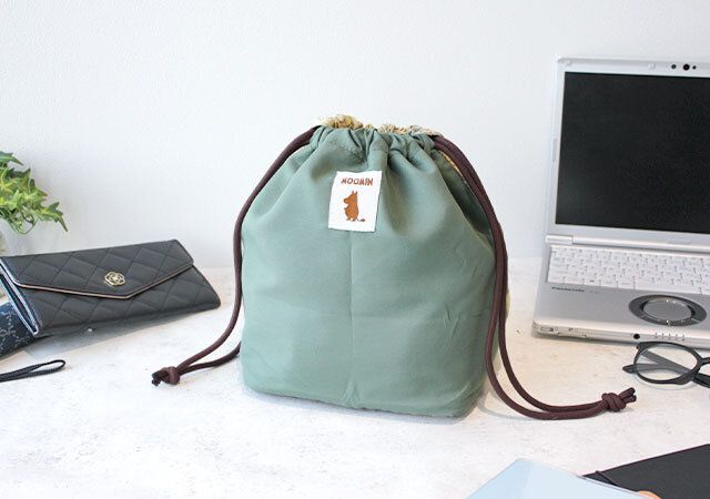 リンネル4月号通常版のムーミン巾着バッグ 無地デザイン