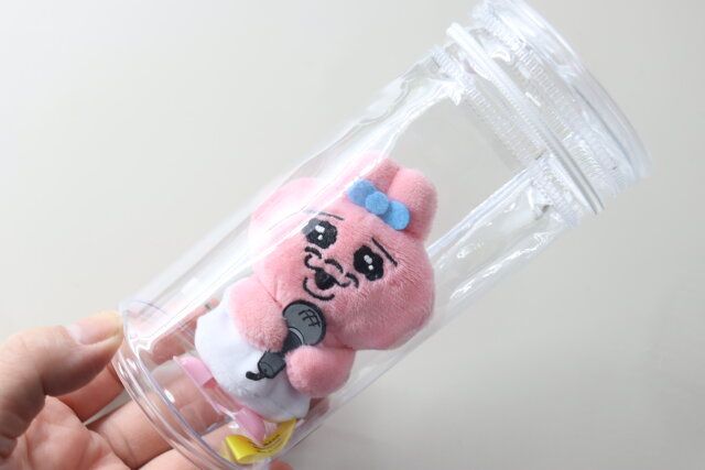 ダイソー クリア円筒ポーチ ぬいぐるみ 使用例