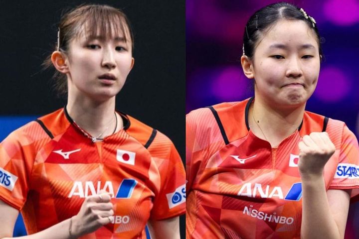 早田ひな、張本美和（C）WTT